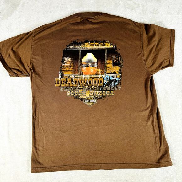 Harley Davidson Shirt Men's XL Brown Sturgis Graphic Deadwood Motorcycles 2006 - Picture 4 of 9